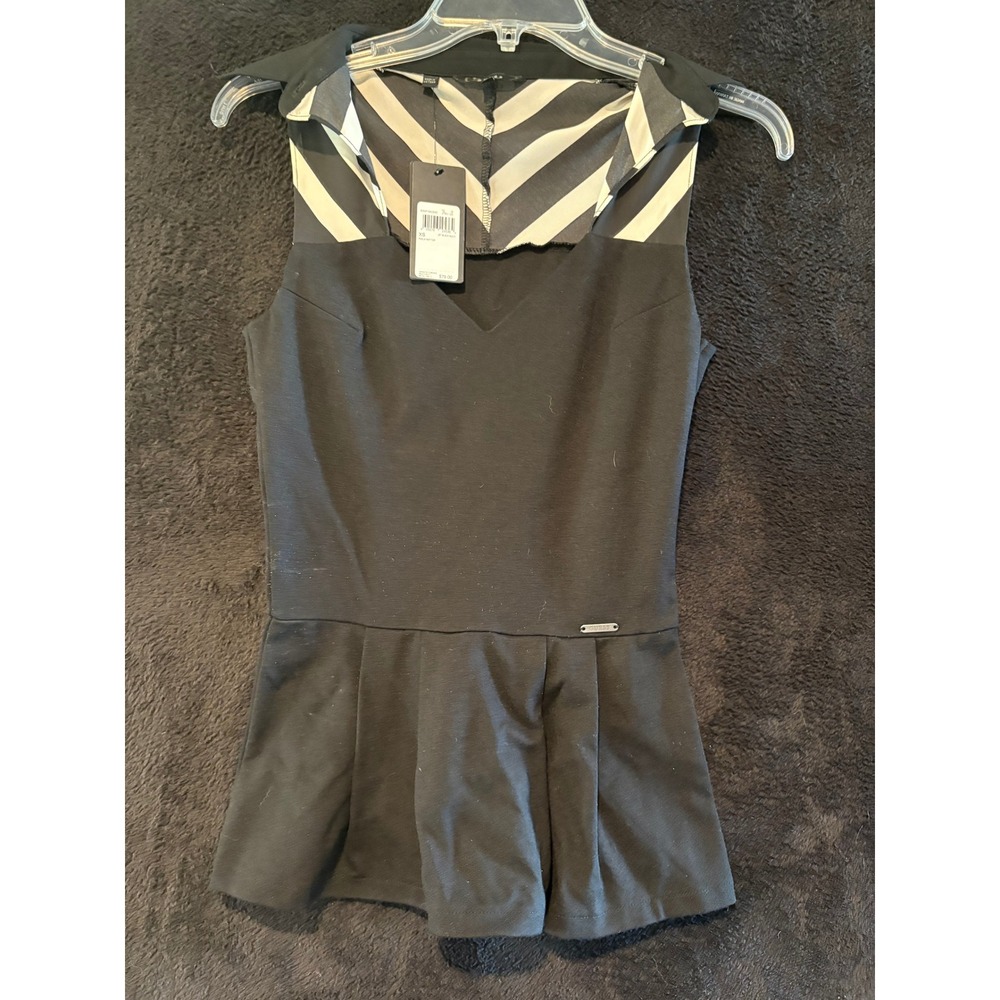 Guess Peplum Top Chevron Sleeveless Knit Blouse Party‎ Cocktail XS